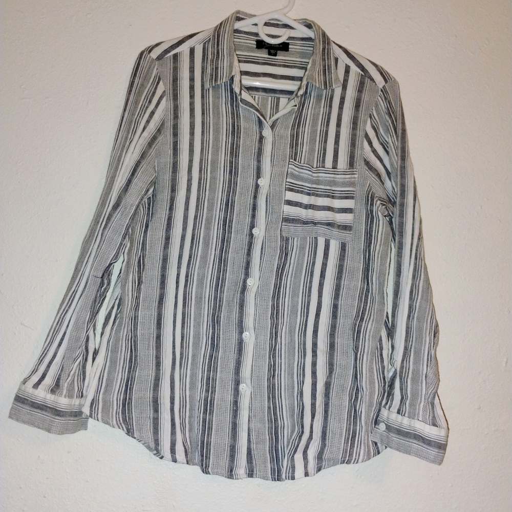 Anthropologie RD+Koko Striped Black and White Women's Shirt